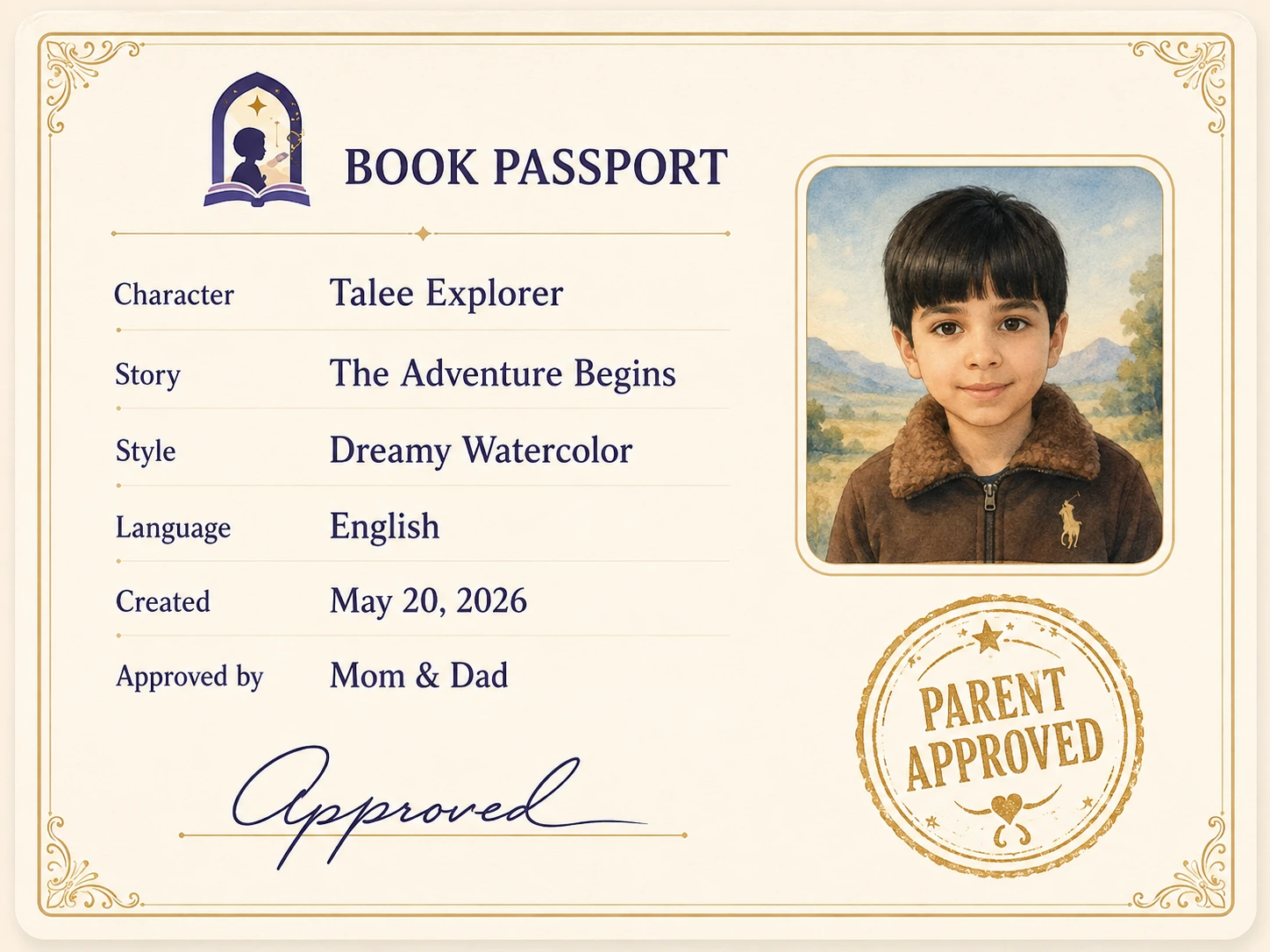 Concept example of a MyTalee Book Passport